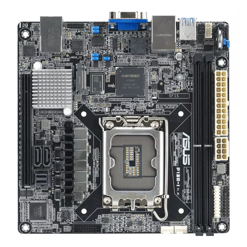 Płyta główna ASUS P13R-I Mini ITX, chipset Intel C262, LGA 1700, DDR5, 2x DIMM, 64 GB, 6x SATA III, 3x RJ-45