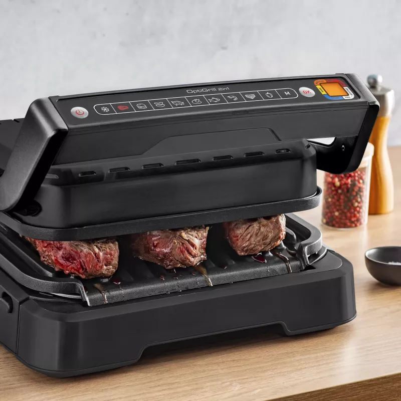 Grill kontaktowy Tefal OptiGrill 2in1 GC7728 2100W Czarny