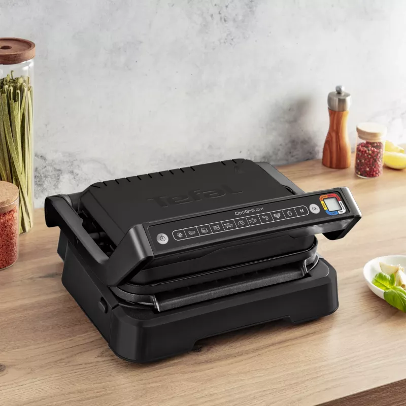 Grill kontaktowy Tefal OptiGrill 2in1 GC7728 2100W Czarny