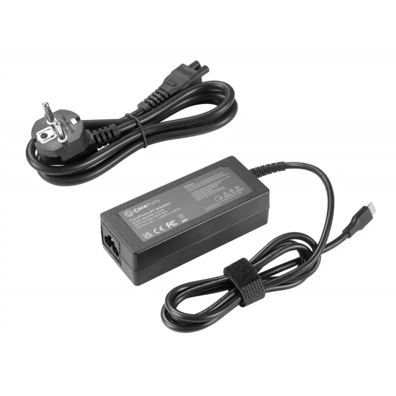 CoreParts MBXUSBC-AC0009 zasilacz/przetwornica 65 W Czarny