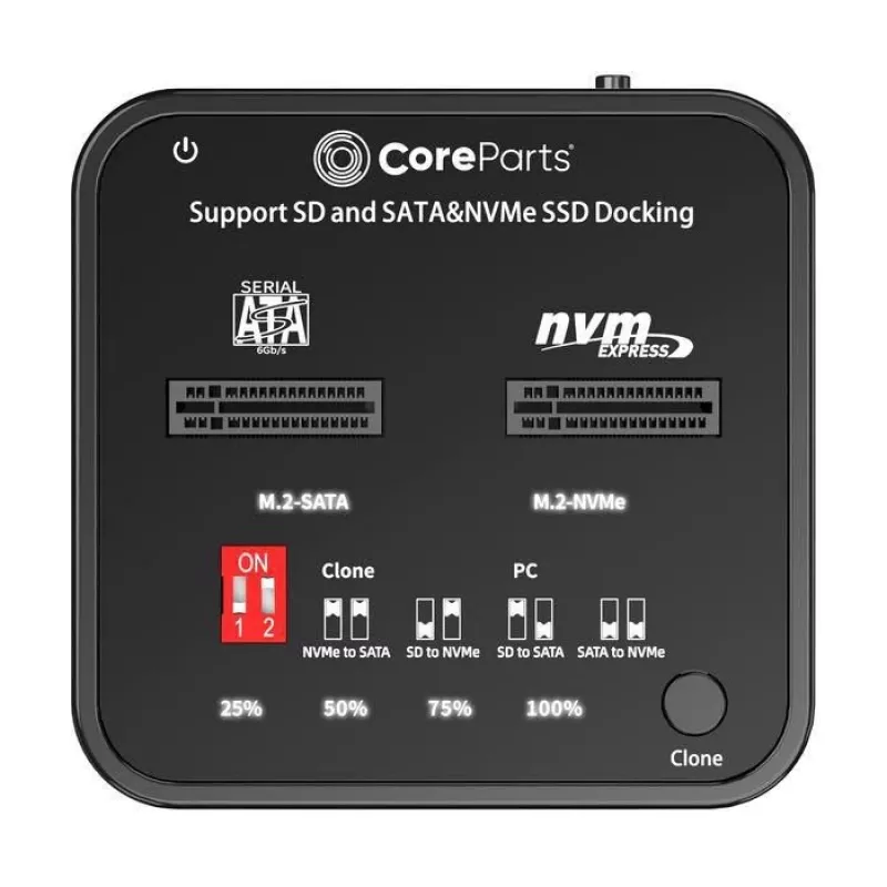 Media Duplicator CoreParts MS-CLONER-M2-SD Czarny USB Type-C M.2