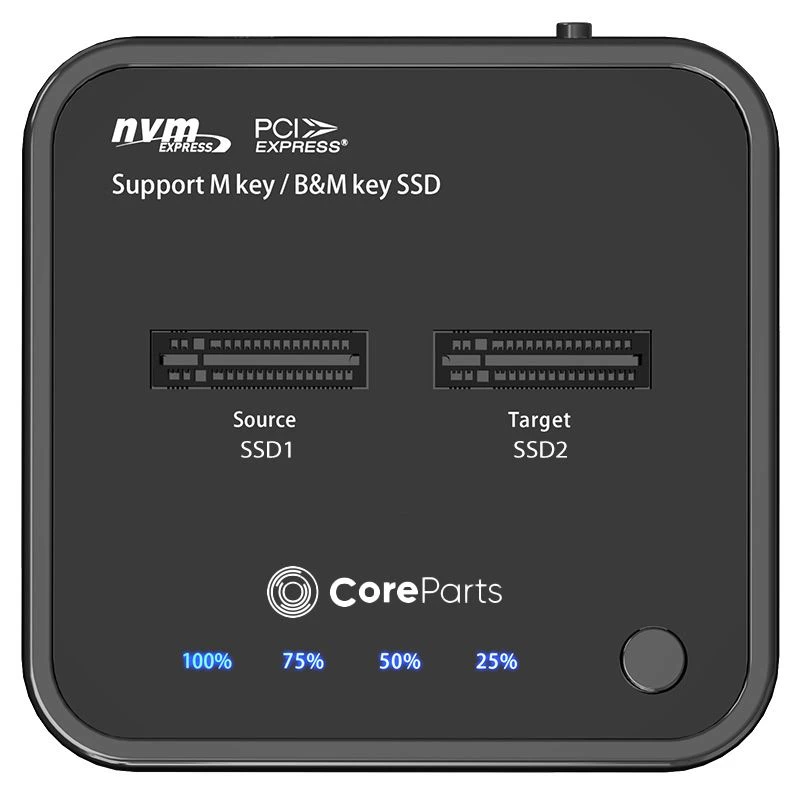 CoreParts MS-CLONER-NVME stacja dokująca do dysków USB 3.2 Gen 2 (3.1 Gen 2) Type-C Czarny