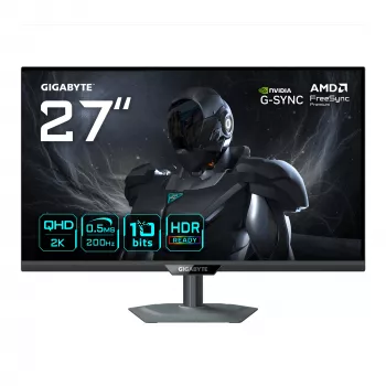 GIGABYTE G27Q20 27 inch QHD Gaming Monitor - 2560 x 1440, 200 Hz, 0,5 ms, 350 cd/m², kompatybilny z G-Sync, FreeSync Premium, HDR10, HDMI 2.0, DisplayPort 1.4