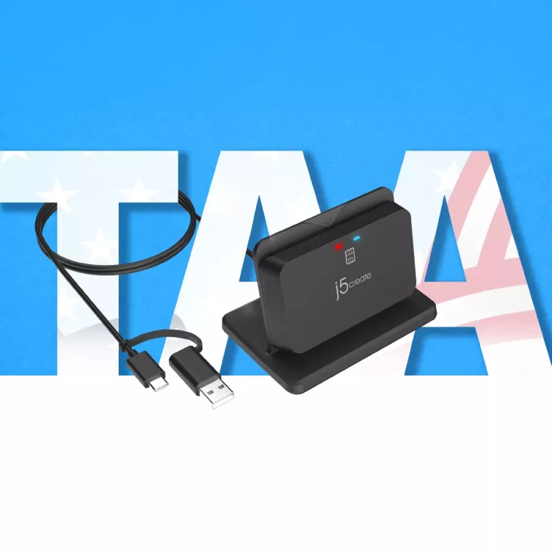 j5create JUR261 USB™ Smart Card / CAC Reader Stand, USB Type-A/USB Type-C, czarny, 95 g