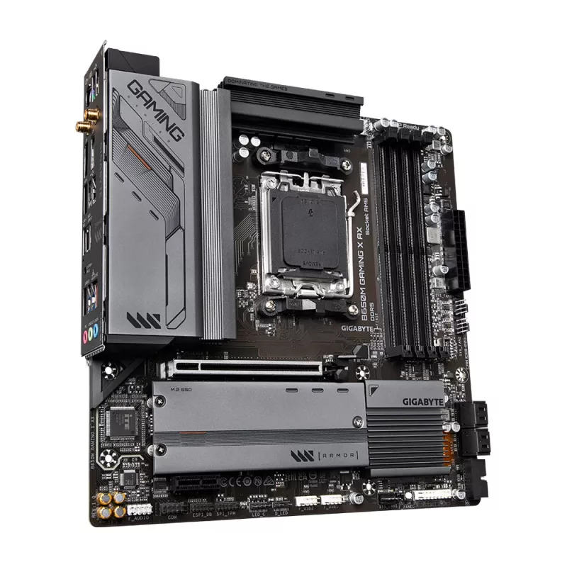 Płyta główna GIGABYTE B650M GAMING X AX — AMD B650, Socket AM5, Micro ATX, DDR5, 4 DIMM, 2x M.2, Wi‑Fi 6E, 2.5GbE