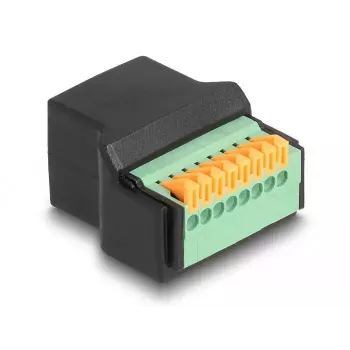 Adapter DeLOCK RJ45 żeński do listwy zaciskowej Czarny Zielony 1 szt.