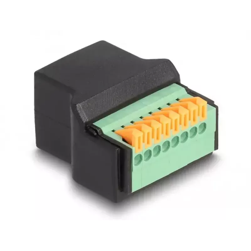 Adapter DeLOCK RJ45 żeński do listwy zaciskowej Czarny Zielony 1 szt.