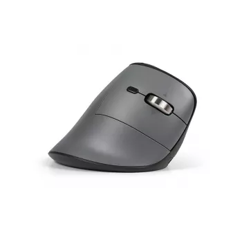 Mysz BakkerElkhuizen FastForward Pro, praworęczna, konstrukcja pionowa, optyczna, RF Wireless + Bluetooth + USB Type-C, 5000 DPI, czarna, szara