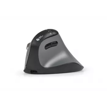 Mysz BakkerElkhuizen FastForward Pro, praworęczna, konstrukcja pionowa, optyczna, RF Wireless + Bluetooth + USB Type-C, 5000 DPI, czarna, szara