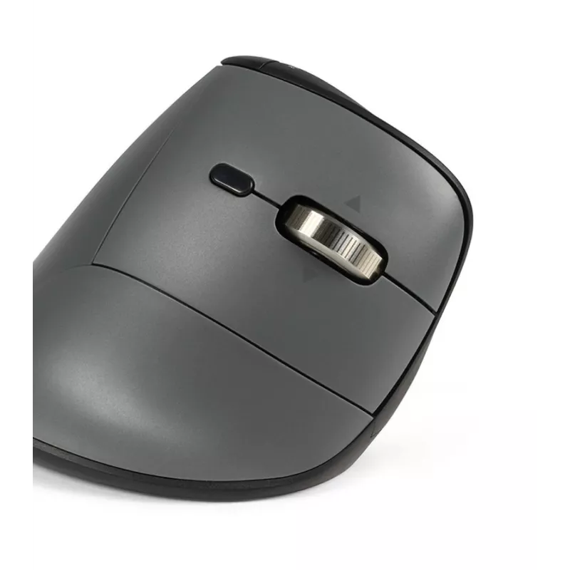 Mysz BakkerElkhuizen FastForward Pro, praworęczna, konstrukcja pionowa, optyczna, RF Wireless + Bluetooth + USB Type-C, 5000 DPI, czarna, szara