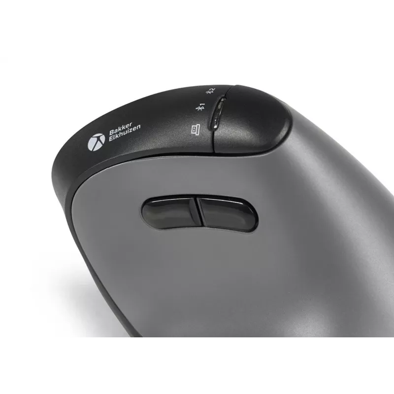 Mysz BakkerElkhuizen FastForward Pro, praworęczna, konstrukcja pionowa, optyczna, RF Wireless + Bluetooth + USB Type-C, 5000 DPI, czarna, szara