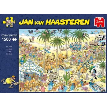 Duże puzzle Jumbo Jan van Haasteren Oaza — 1500 elementów, 900×600 mm