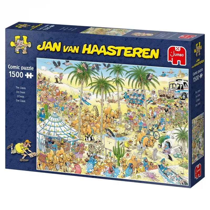 Duże puzzle Jumbo Jan van Haasteren Oaza — 1500 elementów, 900×600 mm