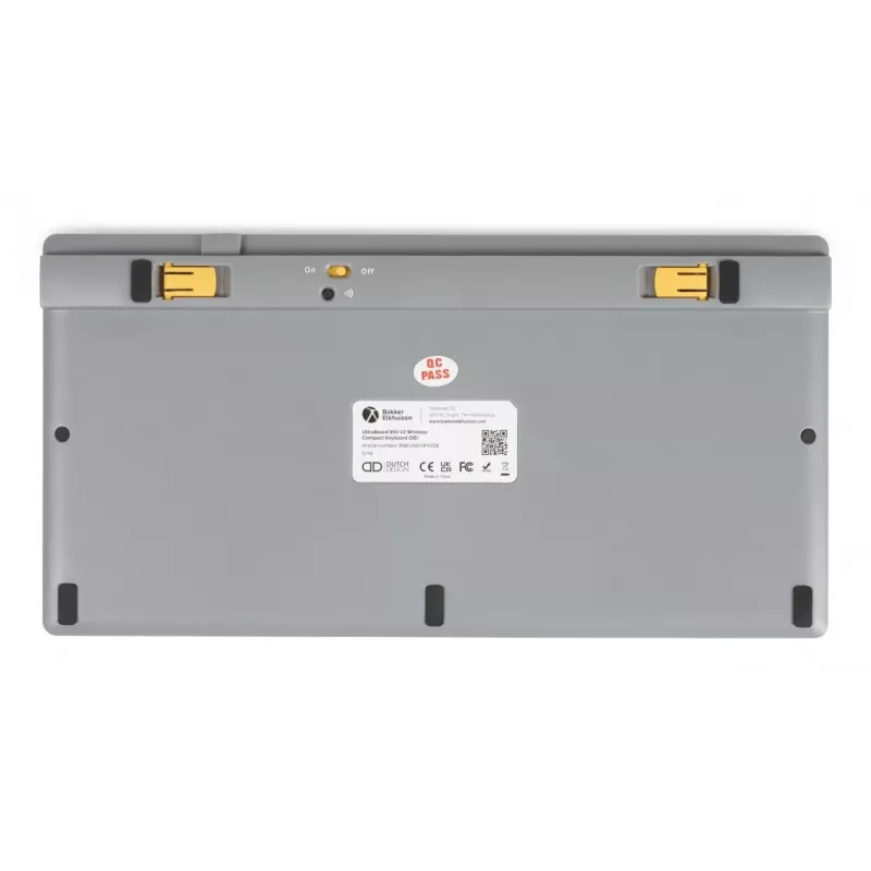 BakkerElkhuizen UltraBoard 950 V2 Wireless DE Qwertz, Tenkeyless (80 - 87%), Przewodowa i bezprzewodowa, USB + Bluetooth, Klawisz nożycowy, QWERTZ, Ciemnoszary, Jasnoszary