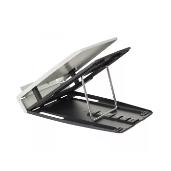 BakkerElkhuizen Ergo-Q 330 Circular, Podstawka pod laptopa, Czarny, Szary, Akrylonitryladienostyren (ABS), Tworzywo sztuczne, Stal, 33,8 cm (13,3 cala), 43,2 cm (17 cali), 6 kg