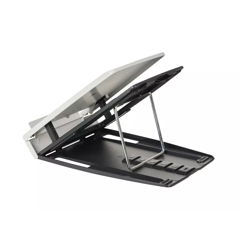 BakkerElkhuizen Ergo-Q 330 Circular, Podstawka pod laptopa, Czarny, Szary, Akrylonitryladienostyren (ABS), Tworzywo sztuczne, Stal, 33,8 cm (13,3 cala), 43,2 cm (17 cali), 6 kg