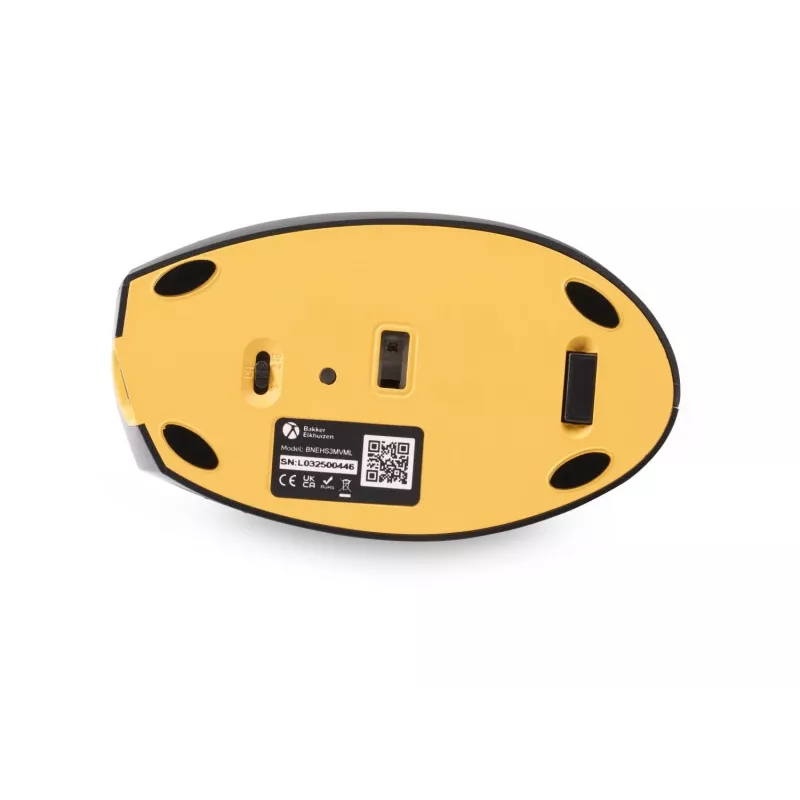 BakkerElkhuizen Handshake mysz Lewy, dla leworęcznych, konstrukcja pionowa, Optyczny, RF Bezprzewodowy + Bluetooth + USB Typu-C, 6400 DPI, Czarny, Szary