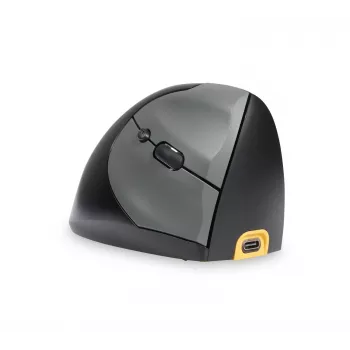BakkerElkhuizen Handshake mysz Right, praworęczna, konstrukcja pionowa, optyczna, RF Wireless + Bluetooth + USB Type-C, 6400 DPI, czarny, szary