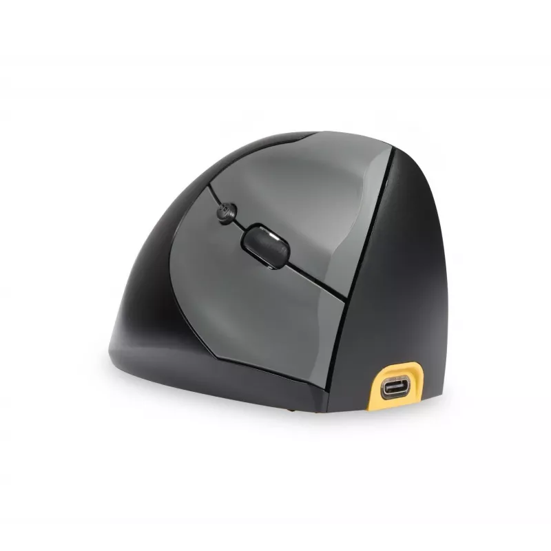 BakkerElkhuizen Handshake mysz Right, praworęczna, konstrukcja pionowa, optyczna, RF Wireless + Bluetooth + USB Type-C, 6400 DPI, czarny, szary