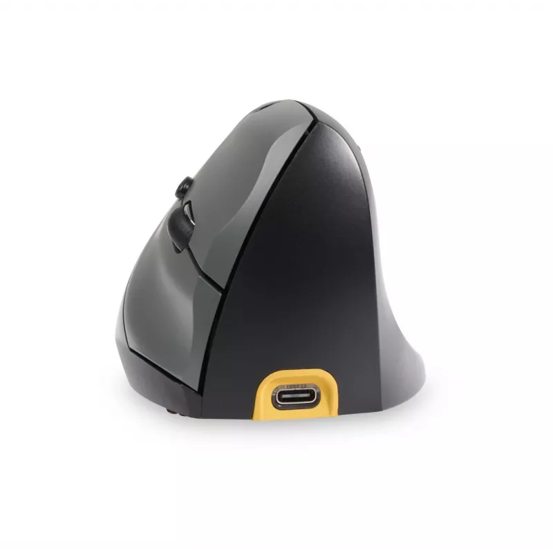 BakkerElkhuizen Handshake mysz Right, praworęczna, konstrukcja pionowa, optyczna, RF Wireless + Bluetooth + USB Type-C, 6400 DPI, czarny, szary
