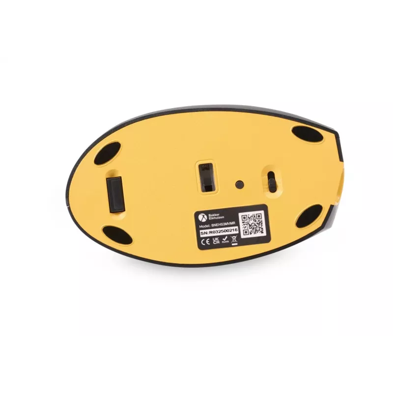BakkerElkhuizen Handshake mysz Right, praworęczna, konstrukcja pionowa, optyczna, RF Wireless + Bluetooth + USB Type-C, 6400 DPI, czarny, szary