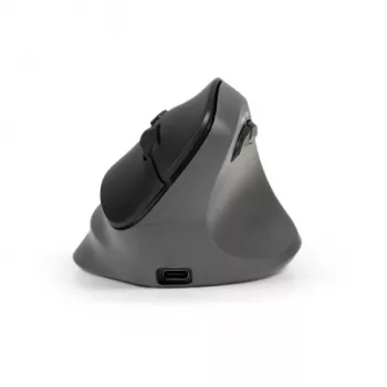 BakkerElkhuizen PRF Pro mysz Prawa, Praworęczna, Pionowa konstrukcja, Optyczna, RF Bezprzewodowa + Bluetooth + USB Type-C, 2400 DPI, Czarna, Szary