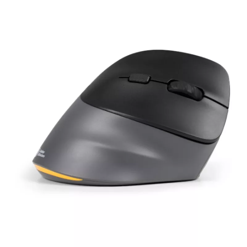 BakkerElkhuizen PRF Pro mysz Prawa, Praworęczna, Pionowa konstrukcja, Optyczna, RF Bezprzewodowa + Bluetooth + USB Type-C, 2400 DPI, Czarna, Szary