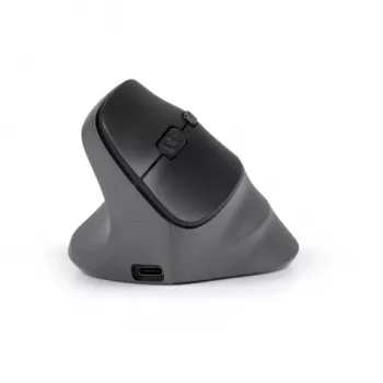 BakkerElkhuizen PRF Pro mysz Lewa, Leworęczna, Konstrukcja pionowa, Optyczna, RF Wireless + Bluetooth + USB Type-C, 2400 DPI, Czarny, Szary