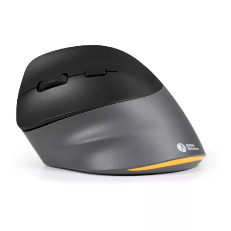 BakkerElkhuizen PRF Pro mysz Lewa, Leworęczna, Konstrukcja pionowa, Optyczna, RF Wireless + Bluetooth + USB Type-C, 2400 DPI, Czarny, Szary