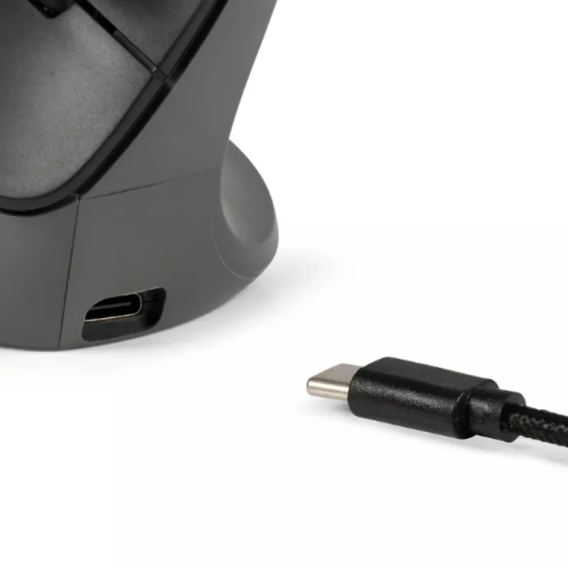 BakkerElkhuizen PRF Pro mysz Lewa, Leworęczna, Konstrukcja pionowa, Optyczna, RF Wireless + Bluetooth + USB Type-C, 2400 DPI, Czarny, Szary