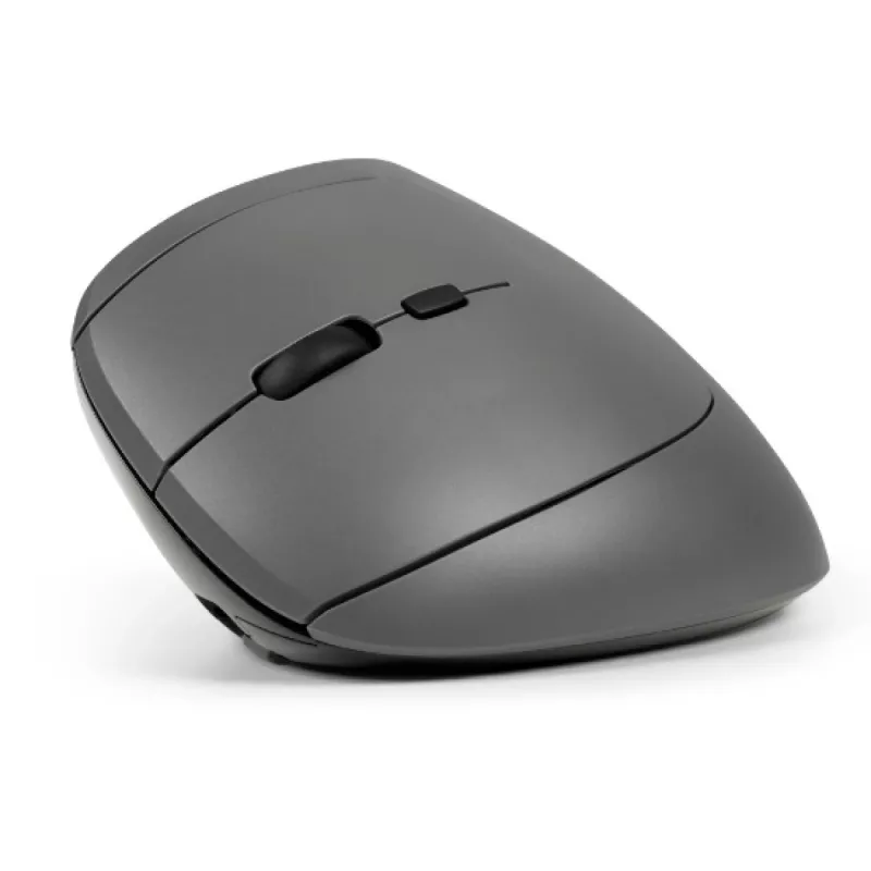 Mysz BakkerElkhuizen MidWay Lewa, dla leworęcznych, konstrukcja pionowa, Optyczna, RF Wireless + Bluetooth + USB Type-C, 2400 DPI, Szary, Czarny
