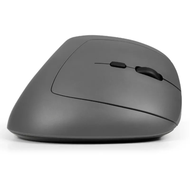 Mysz BakkerElkhuizen MidWay praworęczna, pionowa konstrukcja, optyczna, RF Wireless + Bluetooth + USB Type-C, 2400 DPI, szara, czarna