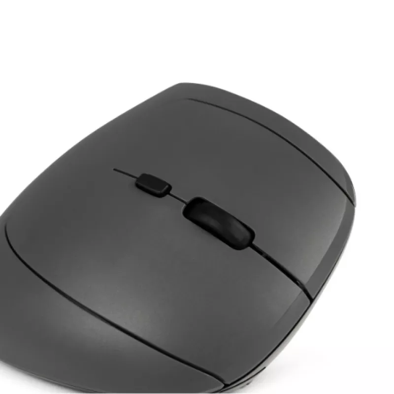 Mysz BakkerElkhuizen MidWay praworęczna, pionowa konstrukcja, optyczna, RF Wireless + Bluetooth + USB Type-C, 2400 DPI, szara, czarna