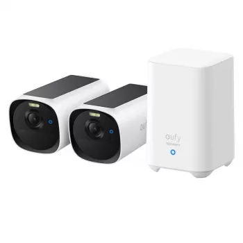 System kamer bezpieczeństwa IP typu bullet Anker Eufy eufyCam E40 2-Cam Kit z HomeBase S280, zewnętrzny, 2688×1520 px, pole widzenia 130°, montaż na ścianie