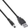 adapter kablowya zasilania USB DC InLine, wtyk USB A męski na wtyk DC 5,5x2,10 mm, czarny, 1 m