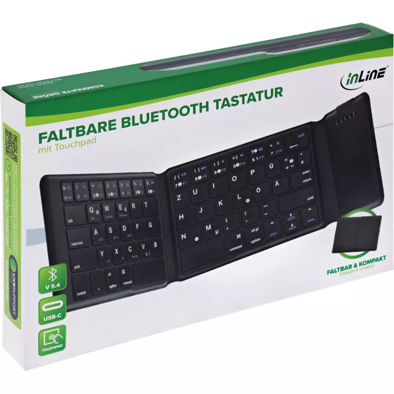 Klawiatura InLine 55379B uniwersalna Bluetooth QWERTZ niemiecka czarna