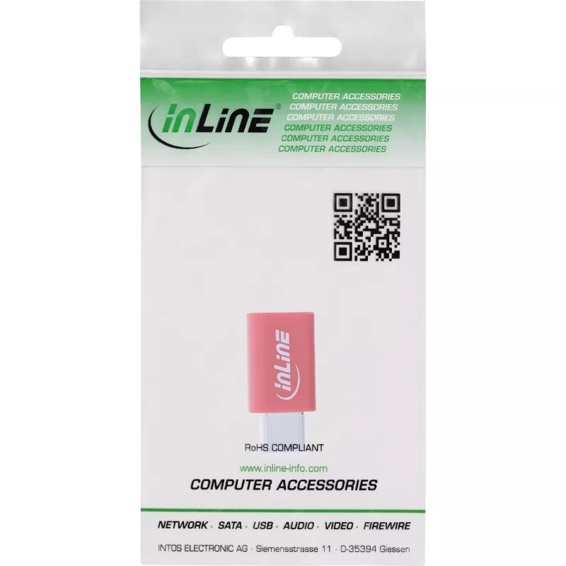 Adapter zmiany płci kabla InLine 31650 — USB-C na USB-C, czerwony, 0,003 kg