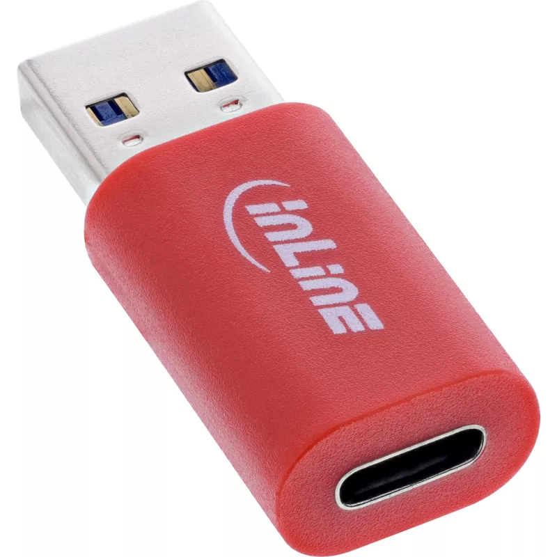 InLine 31652, zmieniacz płci kabla, USB-A, USB-C, czerwony