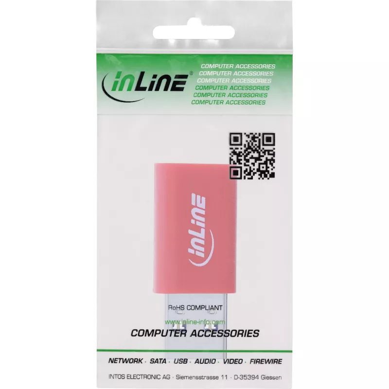 InLine 31652, zmieniacz płci kabla, USB-A, USB-C, czerwony