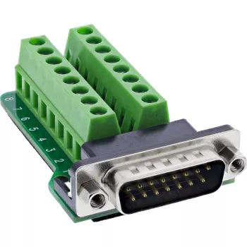 InLine 92502B złącze przewodowe Terminal block / D-Sub 15 Czarny, Zielony