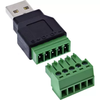 InLine 92504A złącze przewodowe USB-A / blok zaciskowy, 5-pinowe czarne, zielone