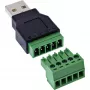 InLine 92504A złącze przewodowe USB-A / blok zaciskowy, 5-pinowe czarne, zielone