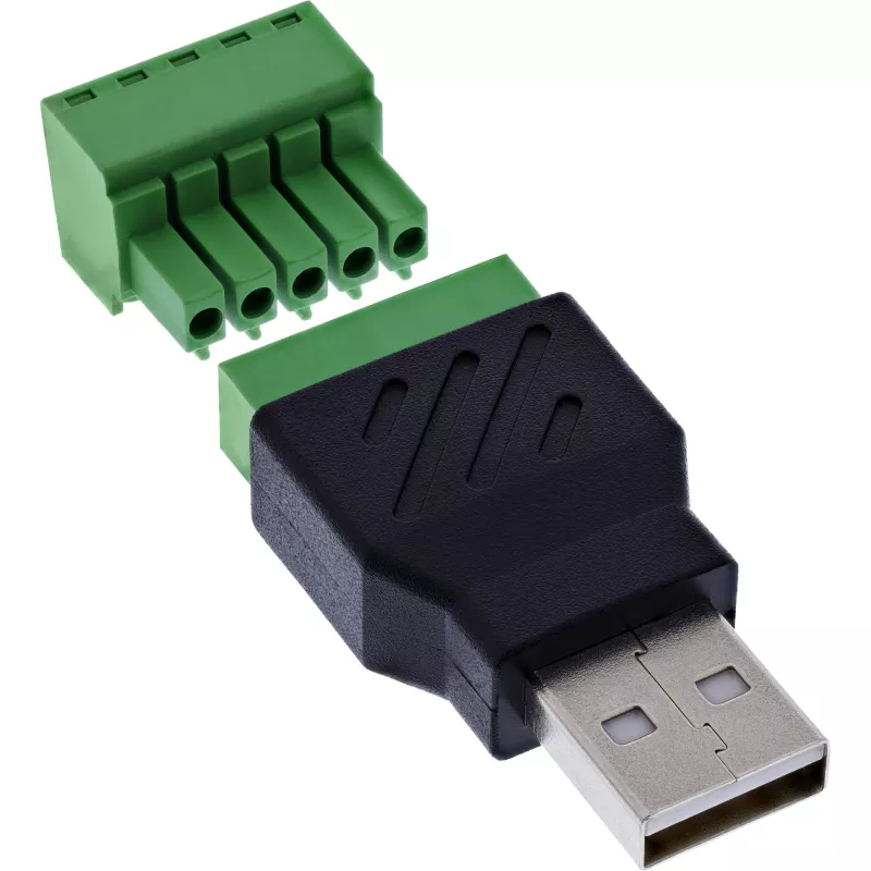 InLine 92504A złącze przewodowe USB-A / blok zaciskowy, 5-pinowe czarne, zielone