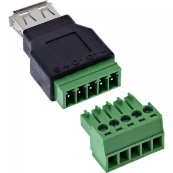 InLine 92504B adapter USB-A / Listwa zaciskowa, 5-stykowa Czarny, Zielony