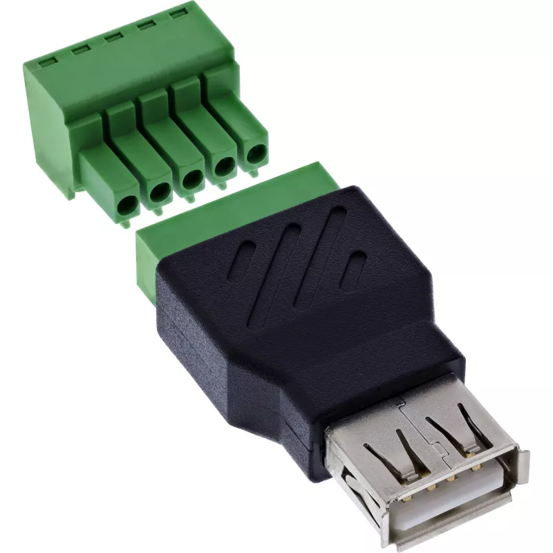 InLine 92504B adapter USB-A / Listwa zaciskowa, 5-stykowa Czarny, Zielony
