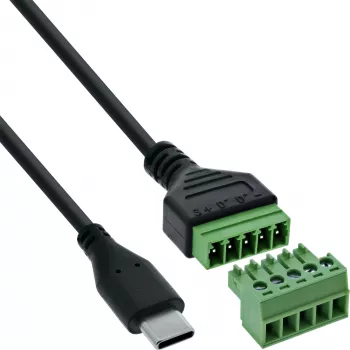 InLine 92504E złącze przewodowe USB-C / blok zaciskowy, 5-pinowe czarne, zielone