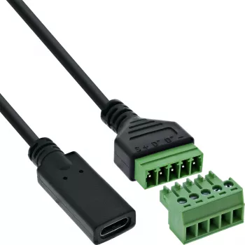InLine 92504F złącze przewodowe USB-C / listwa zaciskowa, 5-pinowe, czarne, zielone