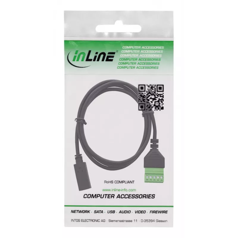 InLine 92504F złącze przewodowe USB-C / listwa zaciskowa, 5-pinowe, czarne, zielone