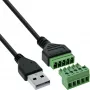InLine 92504G łącznik przewodów USB-A / Listwa zaciskowa, 5-stykowy Czarny, Zielony