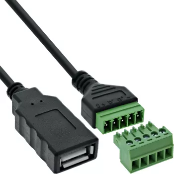 Adapter USB-A / listwa zaciskowa, 5-pin, czarny, zielony InLine 92504H